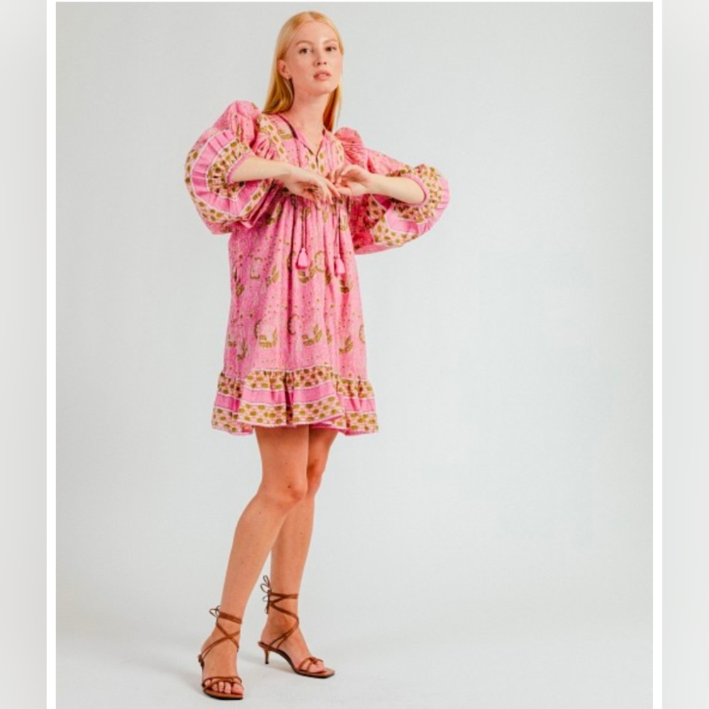 Cleobella Magdalena Mini Dress Wildflower $198 Large - Picture 2 of 10